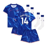 Camiseta Chelsea Joao Felix #14 Primera Equipación para niños 2024-25 manga corta (+ pantalones cortos)